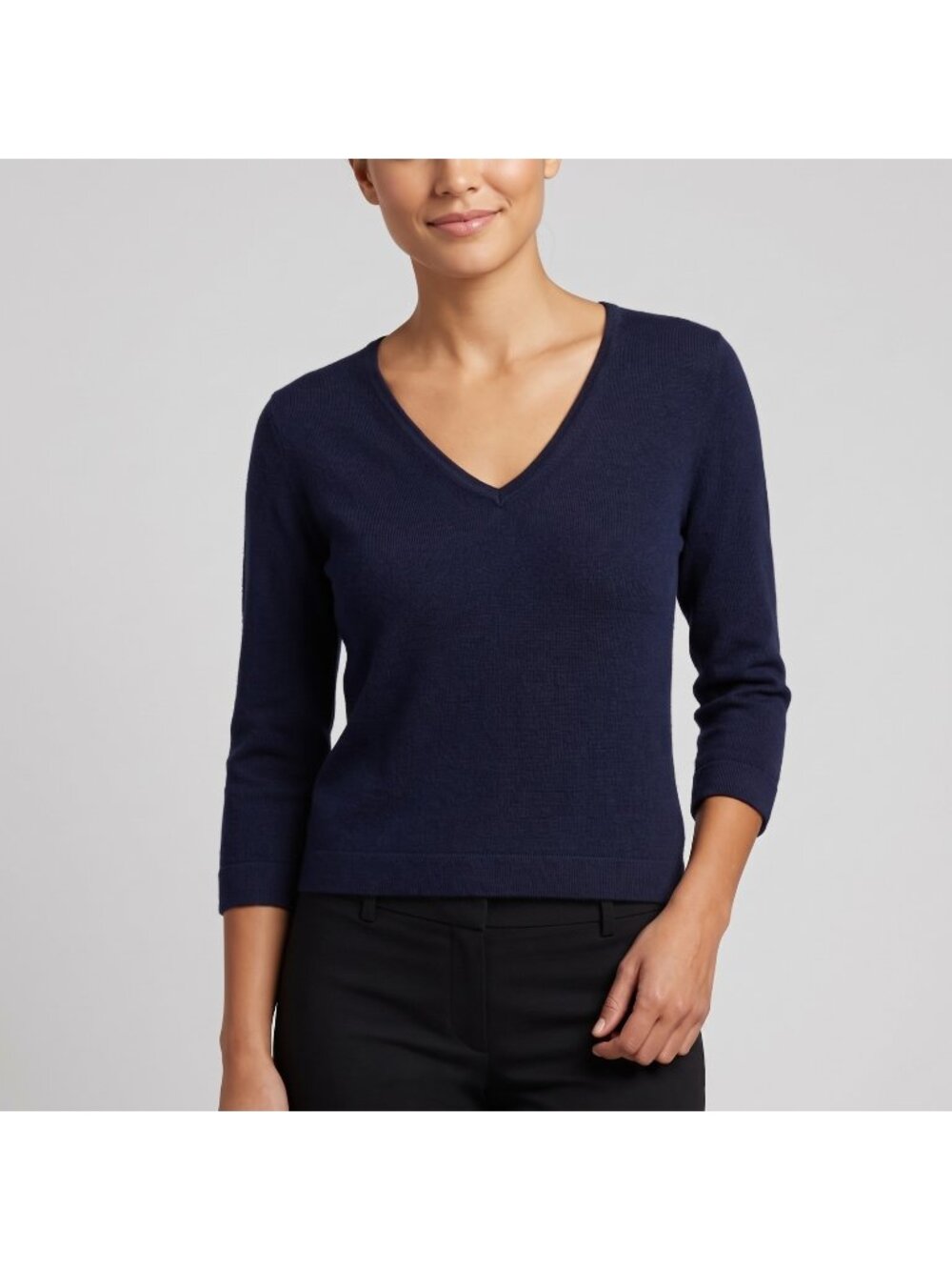 Unbranded Women's Navy Blue Knit V-neck Crop Sweater Top in size Small